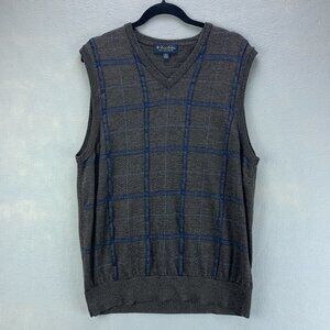 Brooks Brothers Mens Sweater Vest Extra Large Pullover Merino Wool‎ Gray Blue